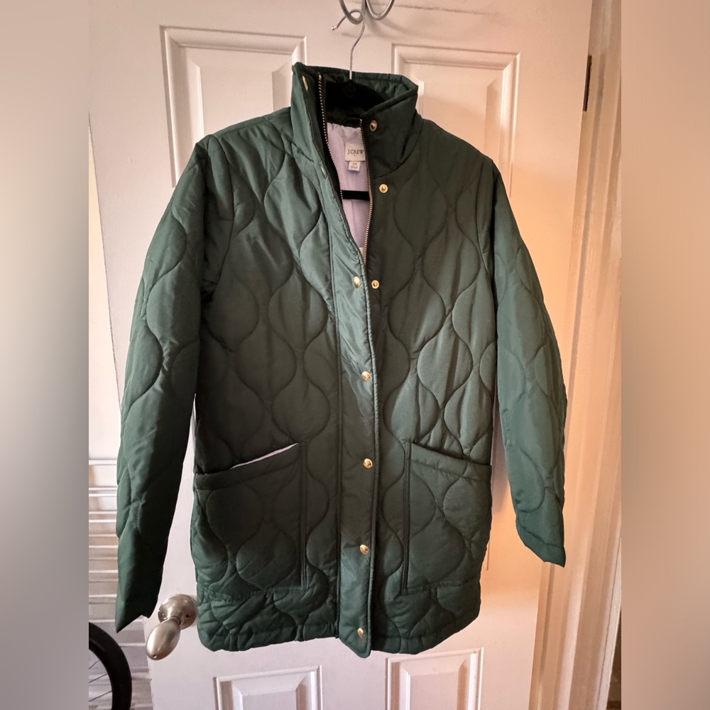 J Crew Forest Green Mid Length Jacket - NWT!